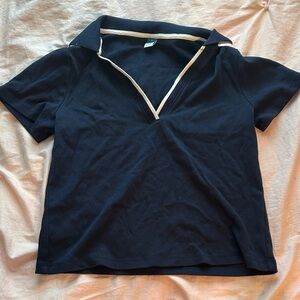 Old Navy Navy Blue V-Neck Polo Shirt